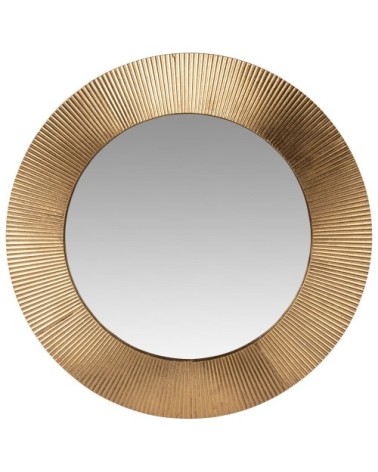 Miroir rond en métal doré strié D66