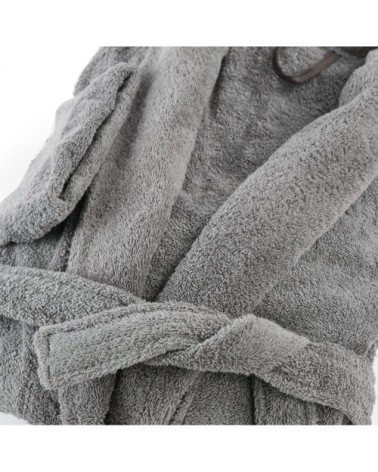 Peignoir éponge col chale en coton gris souris s