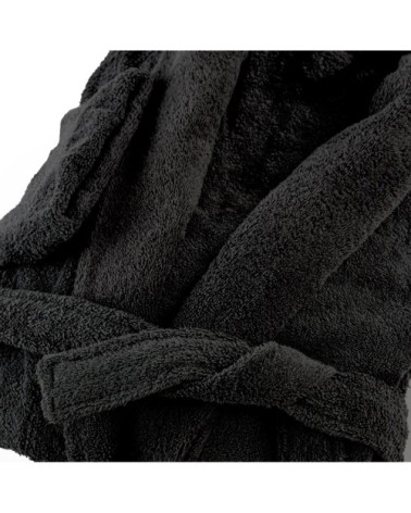 Peignoir éponge col chale en coton noir xs