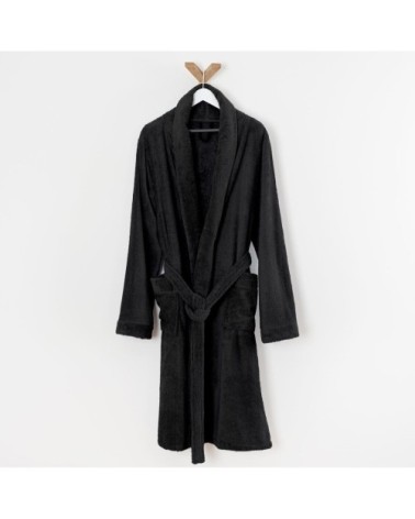 Peignoir éponge col chale en coton noir s