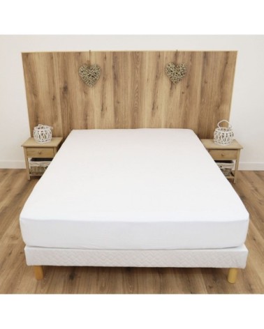 Drap housse jersey extensible en coton blanc 90x190 cm