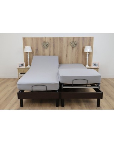 Drap housse jersey extensible lit double en coton gris 70x190 cm