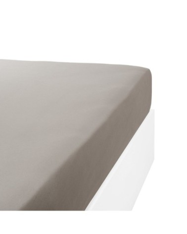 Drap housse jersey extensible lit double en coton gris 90x200 cm