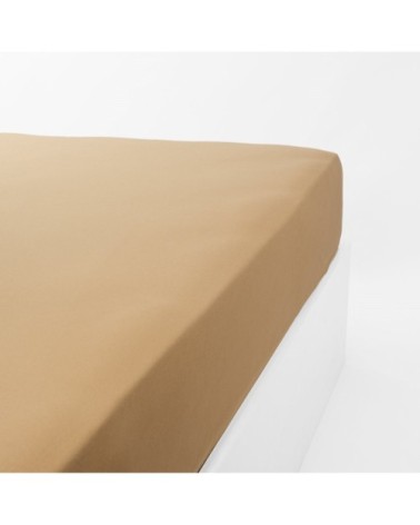 Drap housse jersey extensible en coton caramel 70x190 cm