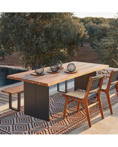 Table de jardin en bois d'acacia massif et acier 10 personnes