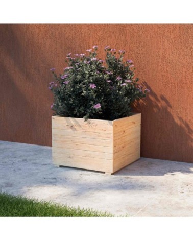 Bac à fleurs en bois mélèze beige 50 x 50 x 38 cm