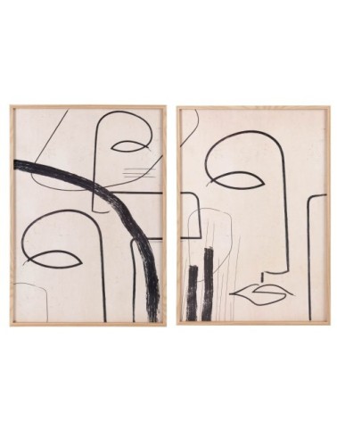 Diptyque imprimé abstrait beige, noir et marron 84x60