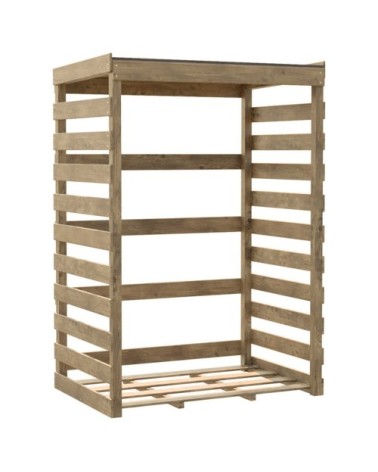 Abri-bûches en bois traité marron 174 x 82 x 120 cm