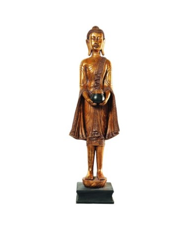 Statue Bouddha debout en résine dorée H 142 cm