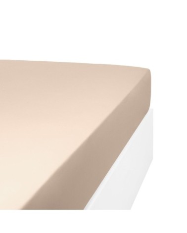 Drap housse uni 200 fils en de coton beige foncé 70x190 cm