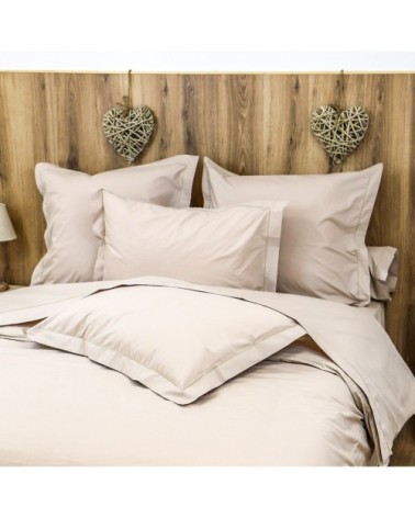 Drap housse uni 200 fils en de coton beige foncé 80x200 cm