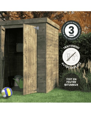 Armoire de jardin en bois traité marron 156 x 135 x 195 cm