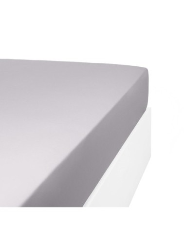 Drap housse uni 200 fils en de coton gris 140x190 cm