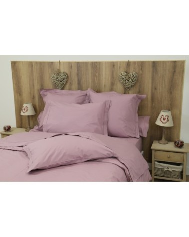 Drap housse uni 200 fils en de coton violet 70x190 cm