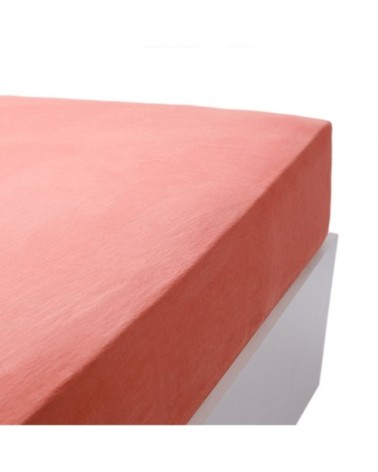 Drap housse naturel en lin saumon 180x200 cm
