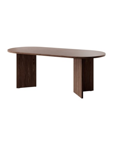 Table à manger effet noyer marron 204x90 cm