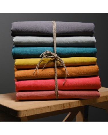 Drap housse naturel en lin saumon 180x200 cm