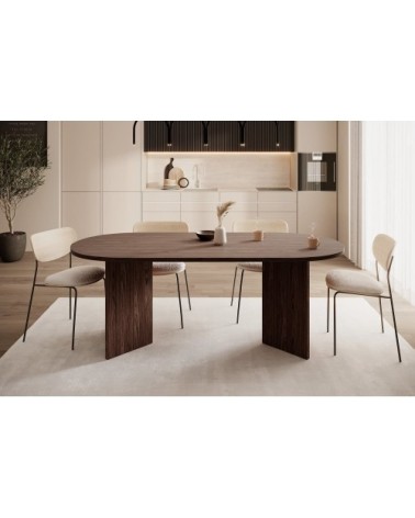 Table à manger effet noyer marron 204x90 cm