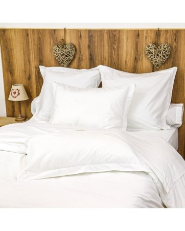 Drap housse uni 200 fils en de coton blanc 70x190 cm