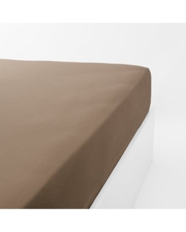 Drap housse jersey extensible en coton marron 180x200 cm