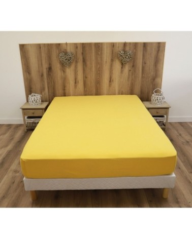 Drap housse jersey extensible en coton jaune or 140x190 cm