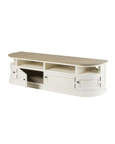 Meuble TV en pin massif blanc