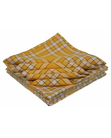 Lot de 10 serviettes de tables carreaux vichy en coton jaune