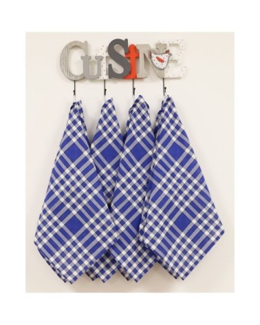 Lot de 10 serviettes de tables carreaux vichy en coton bleu