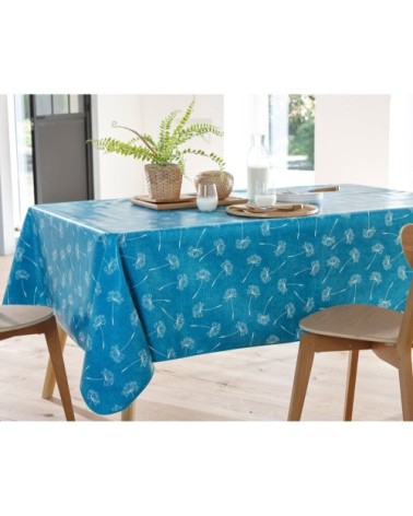 Nappe ronde bleu canard en à motifs 150x150