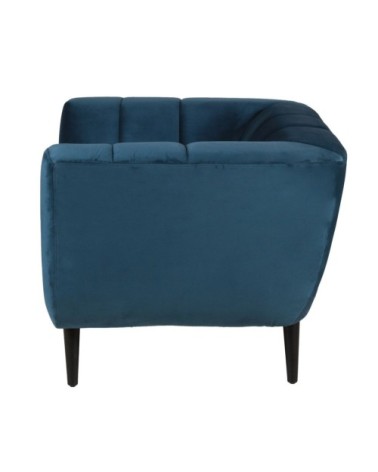 Fauteuil velours bleu capitonné