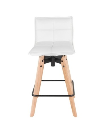Chaise snack blanche en simili piétement chêne