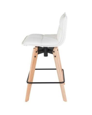 Chaise snack blanche en simili piétement chêne