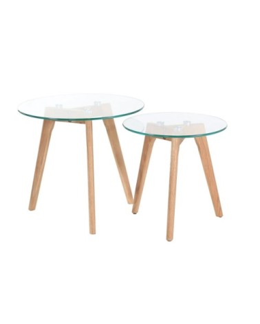 Tables basses gigognes chêne et verre