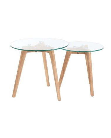 Tables basses gigognes chêne et verre