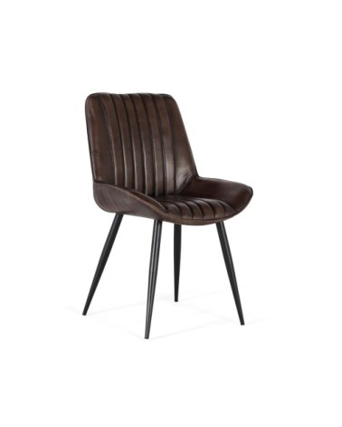 Chaise en cuir naturel marron foncé naturel