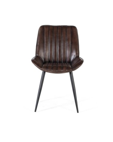 Chaise en cuir naturel marron foncé naturel