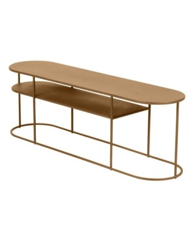 Table basse métal doré laiton antique ovale 120 cm