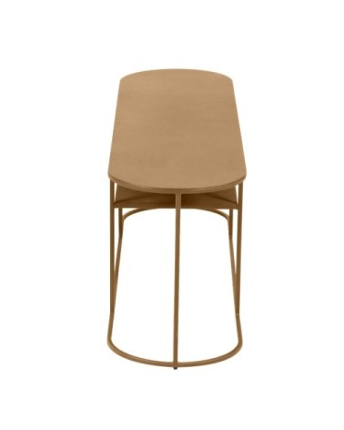 Table basse métal doré laiton antique ovale 120 cm