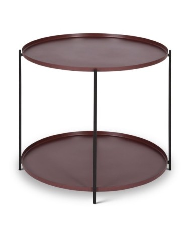 Table basse métal prune ronde Ø56,5 cm deux plateaux