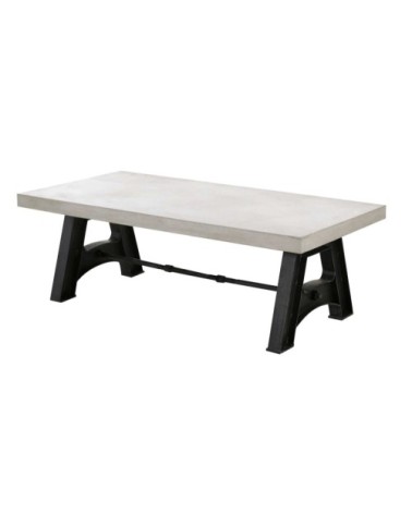 Table basse rectangulaire béton ciré et métal 120 cm