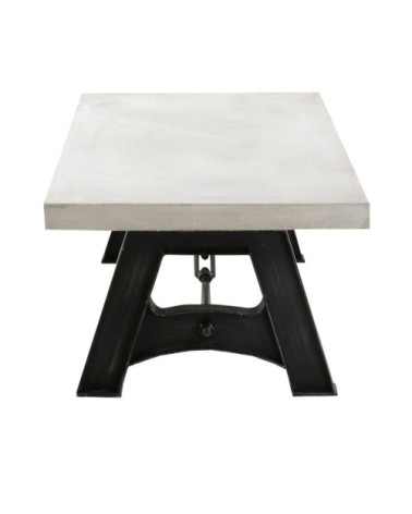 Table basse rectangulaire béton ciré et métal 120 cm