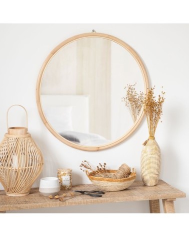 Miroir rond en rotin D75