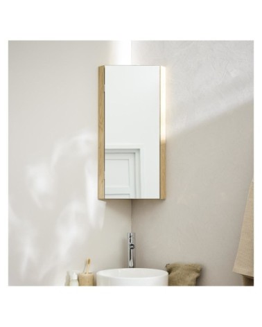 Armoire de toilette d'angle en chêne 25.2 x 70 cm