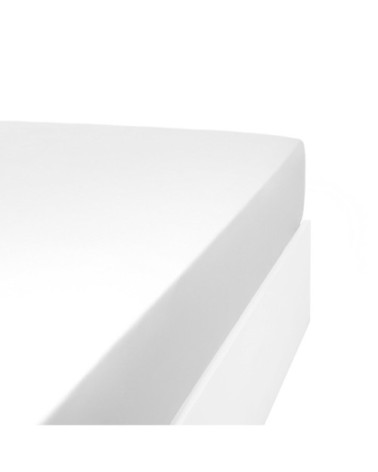 Drap housse jersey extensible lit double en coton blanc 100x200 cm