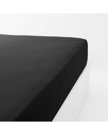 Drap housse jersey extensible en coton noir 100x200 cm