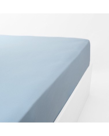 Drap housse jersey extensible en coton bleu clair 100x200 cm
