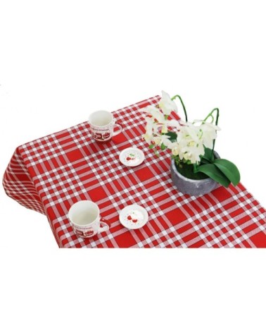 Nappe tissu carreaux vichy en coton rouge 150x200 cm
