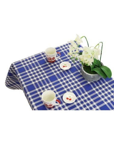 Nappe tissu carreaux vichy en coton bleu roi 150x200 cm