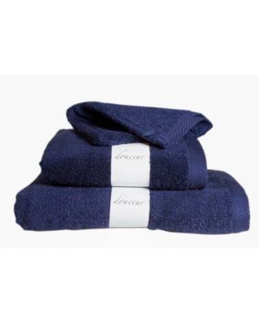 Drap de douche éponge en coton bleu marine 70x140 cm