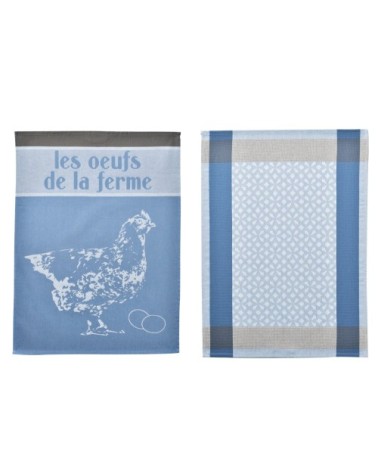 Lot de 6 torchons bleu en coton 50x70